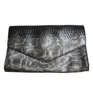 Giannini Genuine Faux Snake Print Leather Envelope Clutch